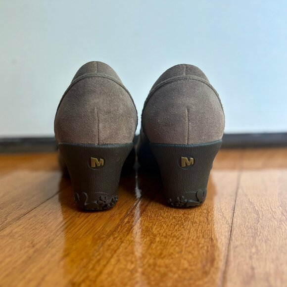 Merrell Petunia Taupe Wedge Suede Mary Jane Womens Shoes 7 - Picture 4 of 10